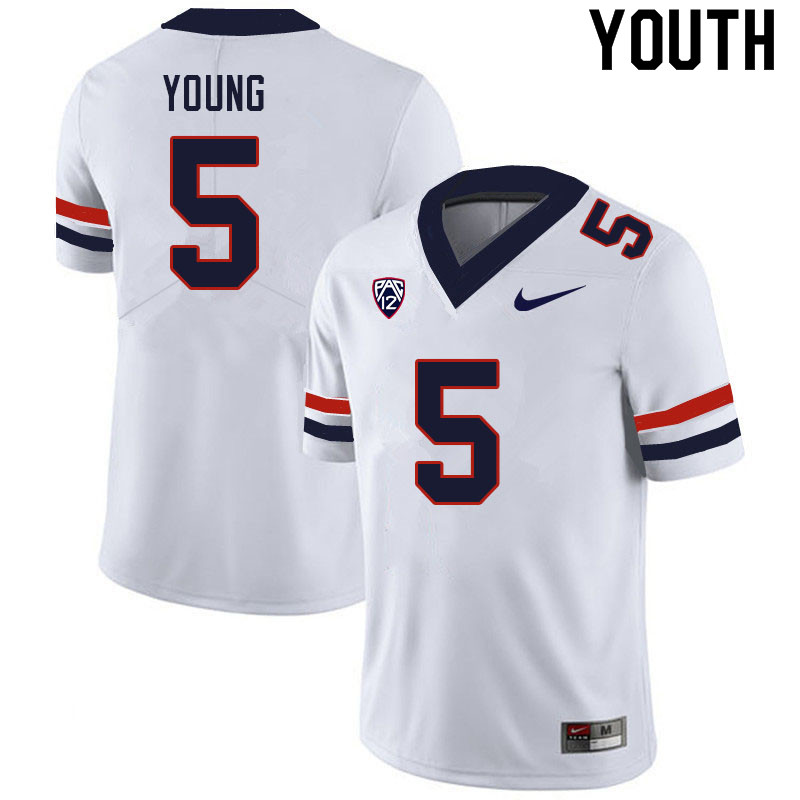Youth #5 Christian Young Arizona Wildcats College Football Jerseys Sale-White